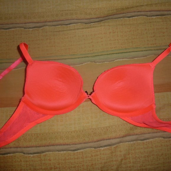 Xhilaration Neon Orange Push Up Bra, Lace, 32B - Picture 9 of 15